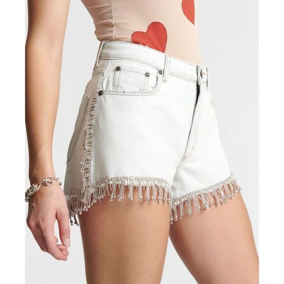 One Teaspoon Razzle Dazzle Trucker Mid Waist Relaxed Denim Shorts Size 27 NWT - Picture 4 of 10